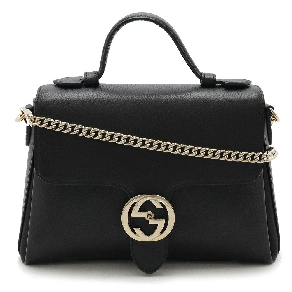 Gucci Interlocking G Handbag Chain Shoulder Bag Black